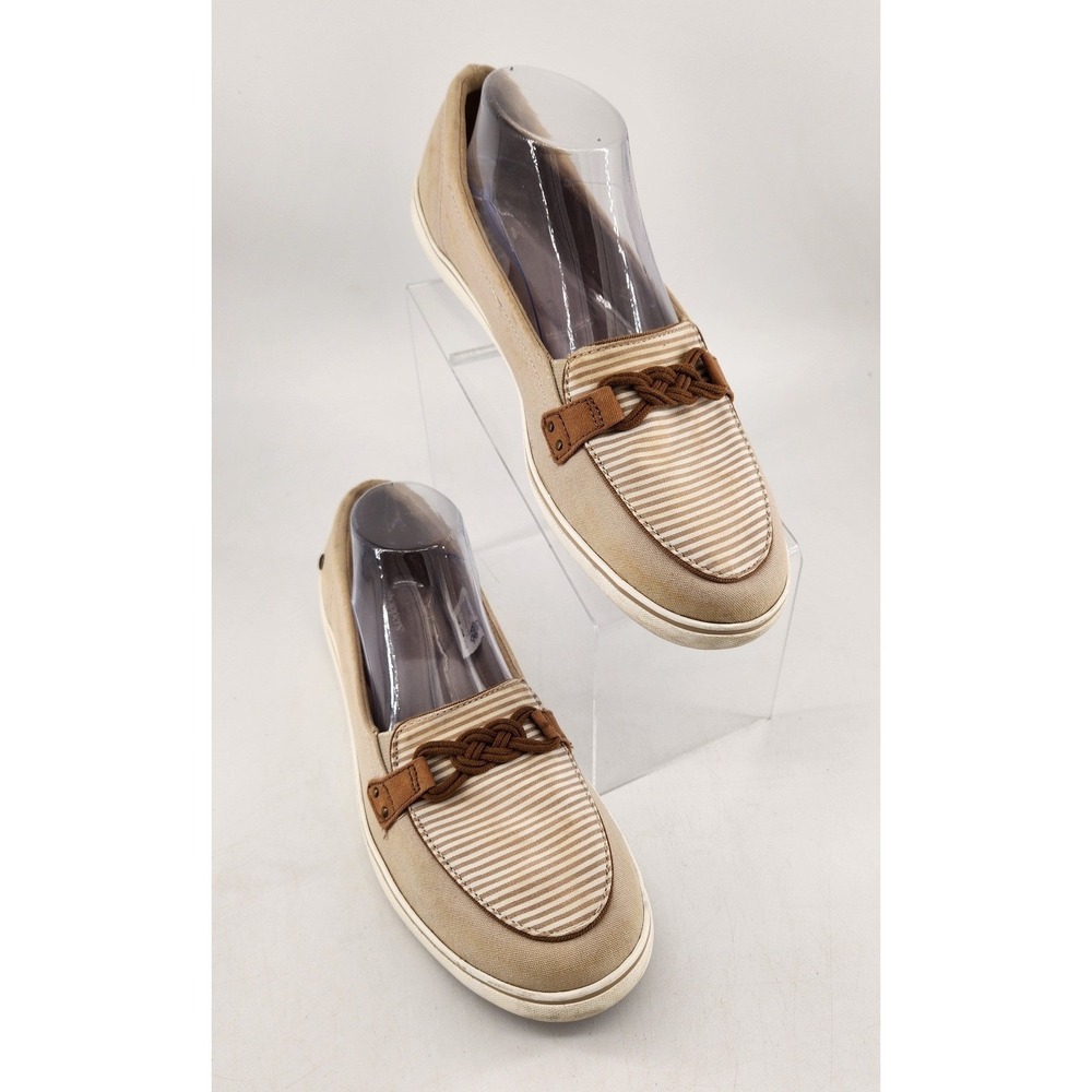 Grasshoppers‎ Windsor Knot Slip On Loafers Womens 11 Tan Striped Canvas Memory